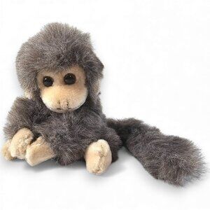 BJ Toy Co Monkey Chimp Plush Stuffed Toy Gray Scruffy Hook and Loop Hand Vintage